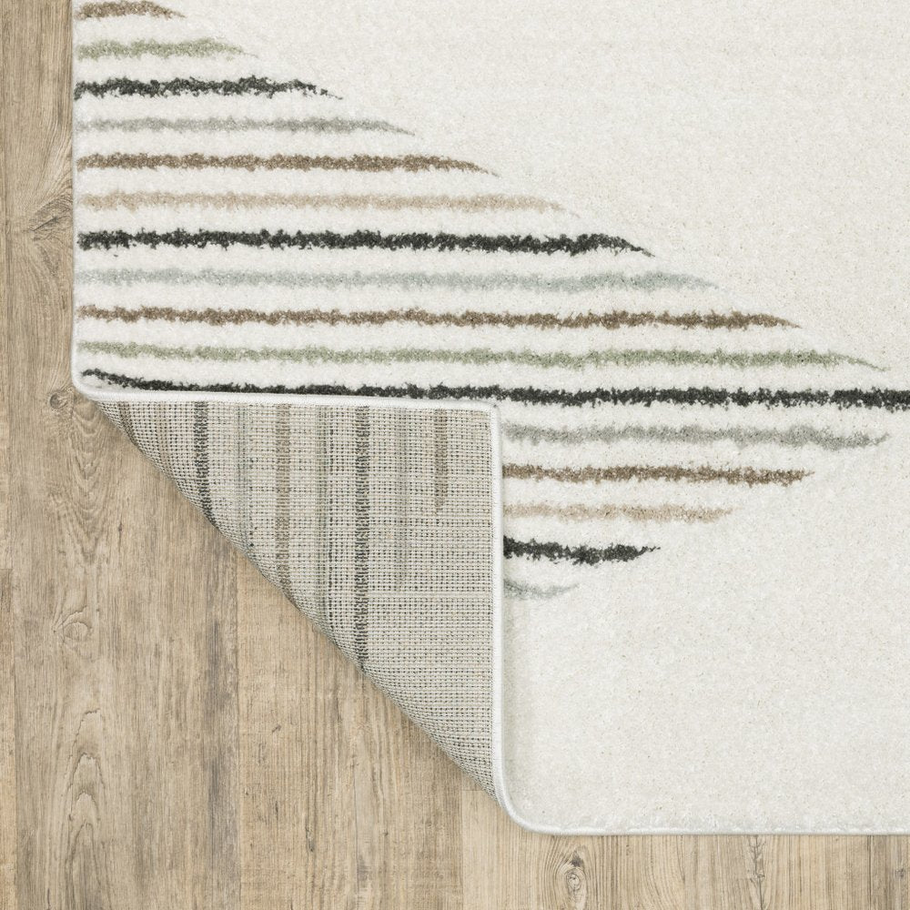 10' X 13' beige, grey, sage green, pale blue, brown & charcoal geometric power loom stain-resistant area rug