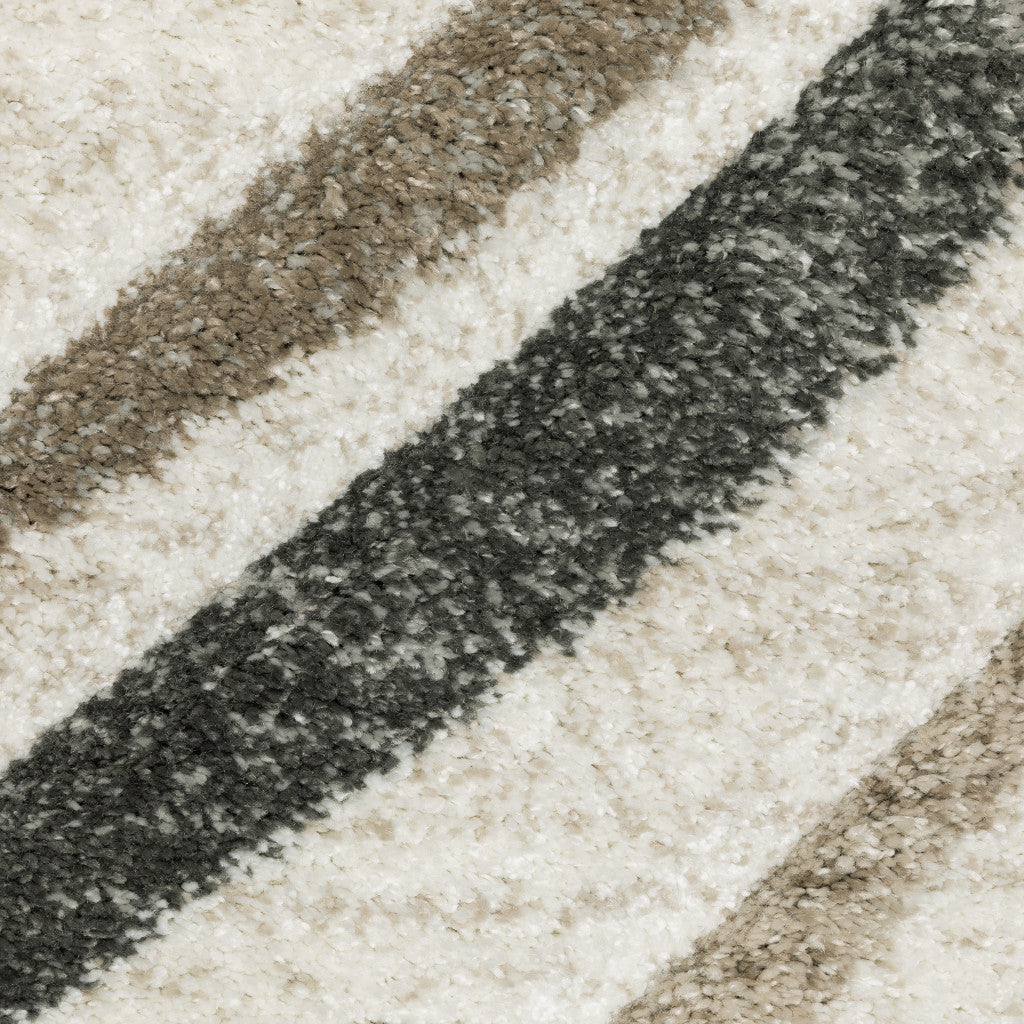 10' X 13' Beige Grey Brown Sage Pale Blue Tan And Charcoal Abstract Power Loom Stain Resistant Area Rug