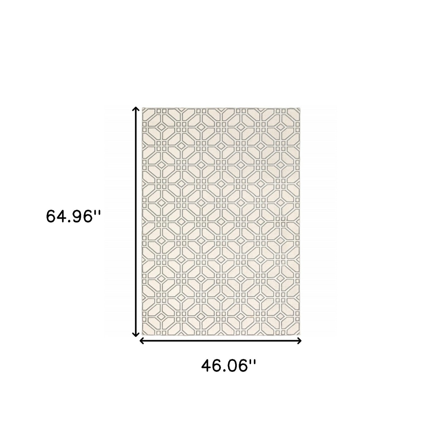 4' X 6' Ivory And Grey Geometric Power Loom Stain Resistant Area Rug