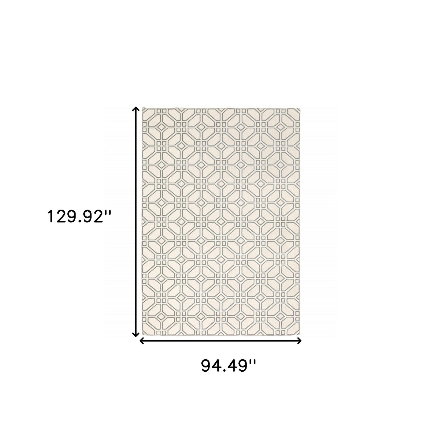 8' X 11' Ivory And Grey Geometric Power Loom Stain Resistant Area Rug