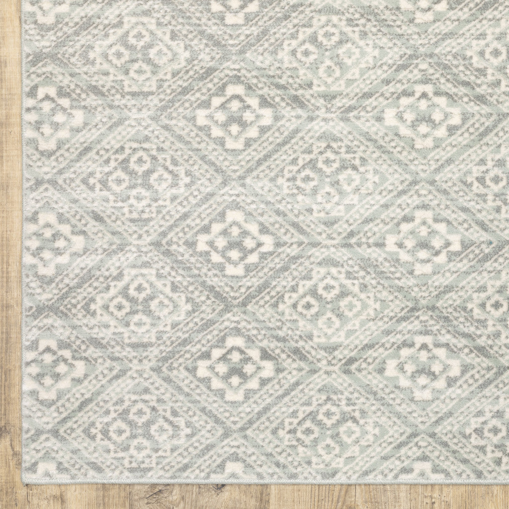 6' X 9' Grey Geometric Power Loom Stain Resistant Area Rug