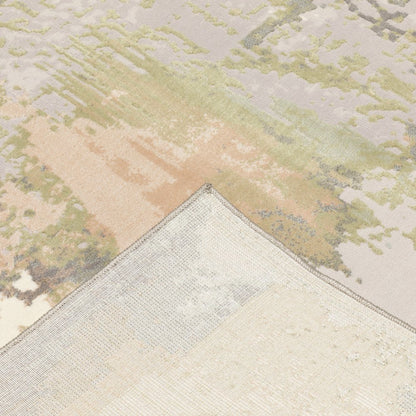 7' X 10' Gray Pink And Cream Abstract Area Rug