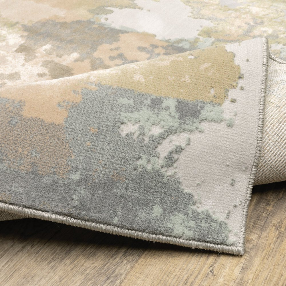 10' X 13' Pink And Cream Abstract Area Rug