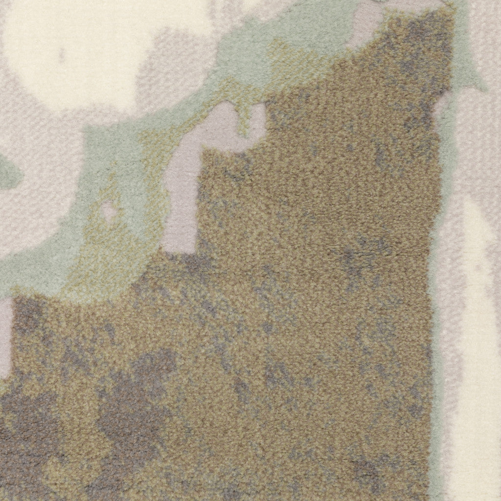 4' X 6' Sage Grey And Brown Abstract Power Loom Stain Resistant Area Rug