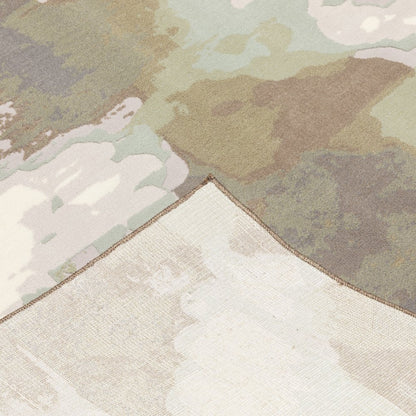 10' x 13' sage grey and brown abstract power loom stain resistant area rug