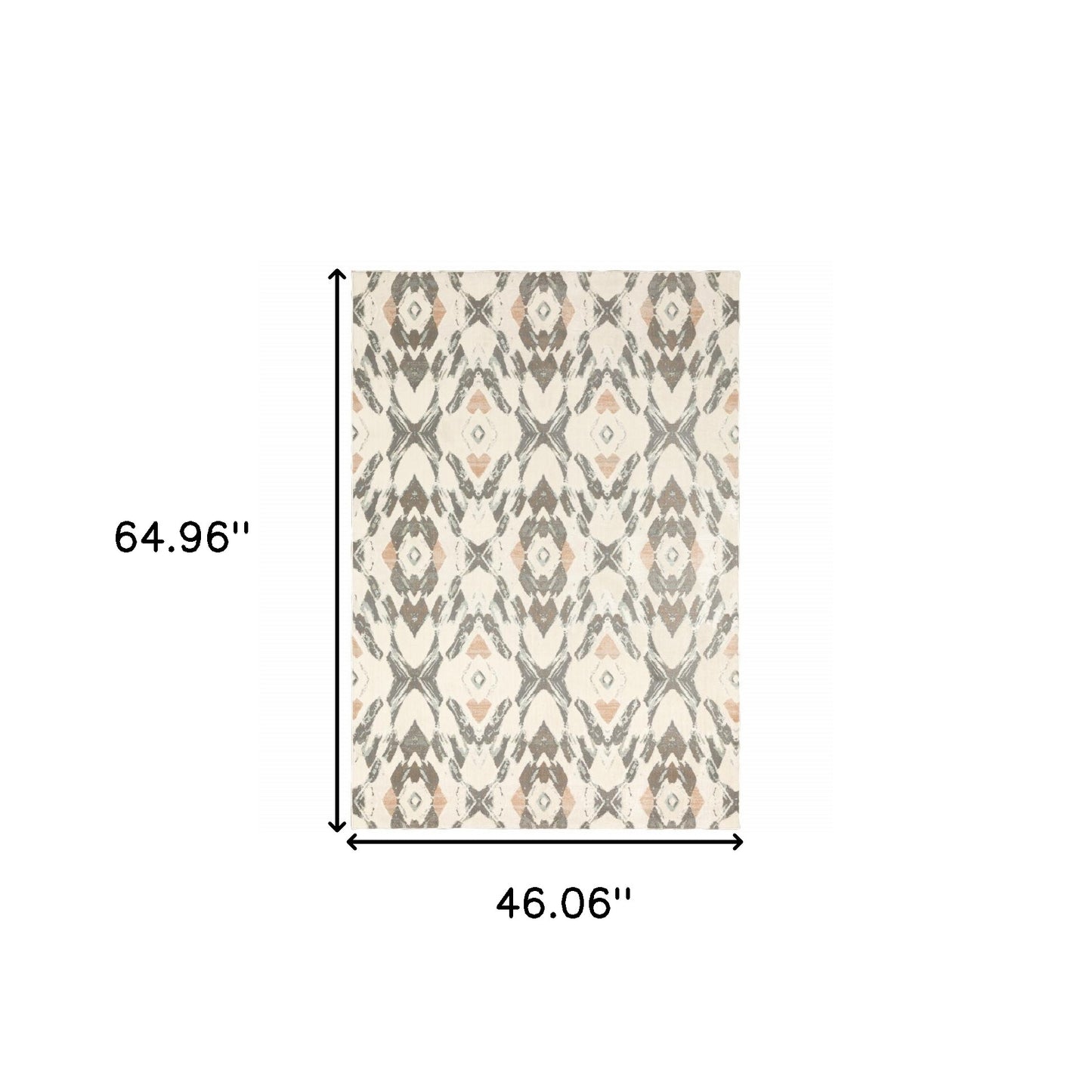 4' X 6' Ivory Pink And Sage Geometric Power Loom Stain Resistant Area Rug