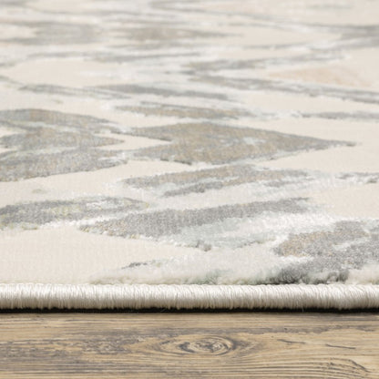 Ivory pink & sage geometric area rug, power loom, stain resistant, 10' x 13'.
