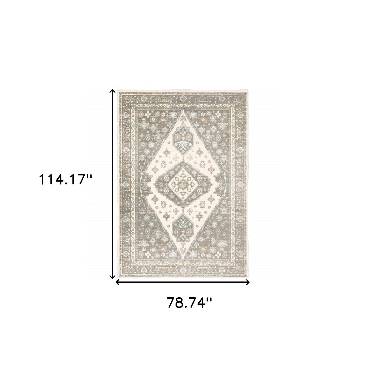 6' X 9' Grey Pink And Brown Oriental Power Loom Stain Resistant Area Rug