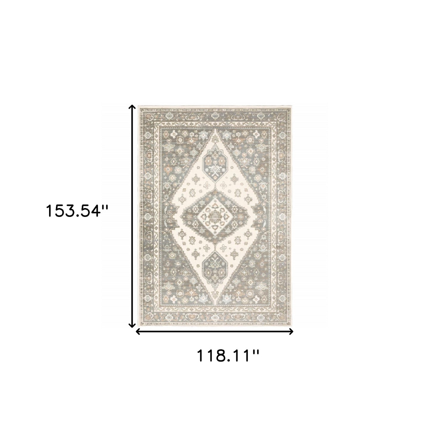 10' X 13' Grey Pink And Brown Oriental Power Loom Stain Resistant Area Rug