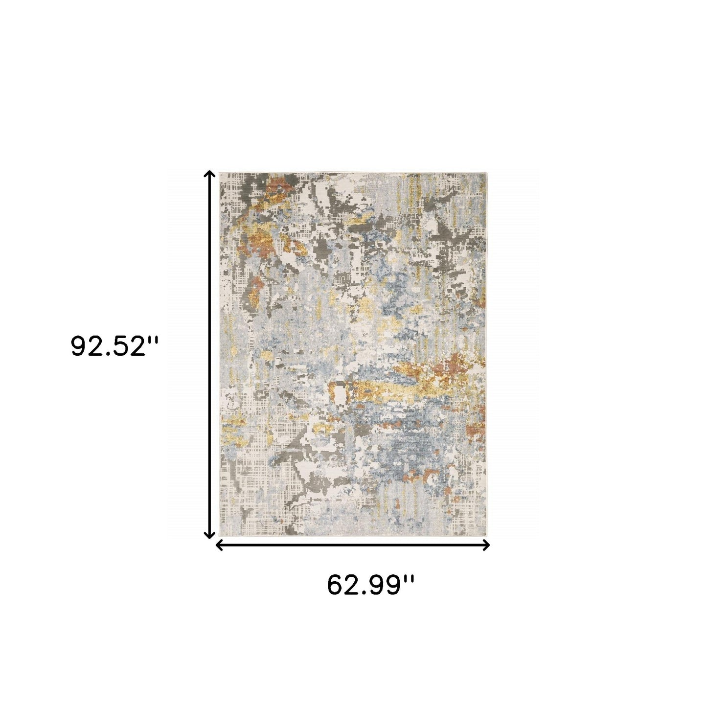 5' X 8' Grey Blue Beige Gold And Rust Abstract Power Loom Stain Resistant Area Rug