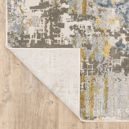 7' X 10' Beige And Blue Abstract Area Rug