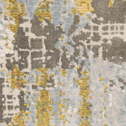 7' X 10' Beige And Blue Abstract Area Rug