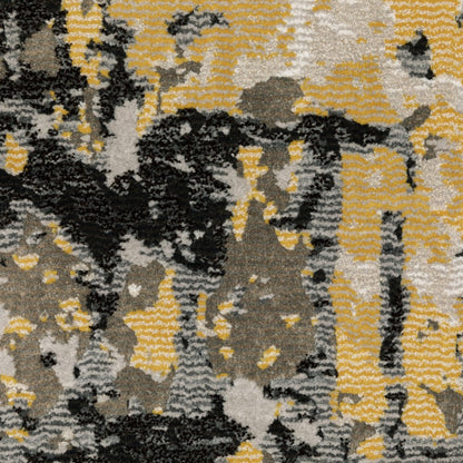 7' X 10' Beige And Gold Abstract Distressed Area Rug