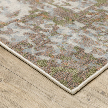 7' X 10' Beige And Pink Abstract Distressed Area Rug