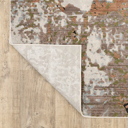 8' X 11' Beige And Pink Abstract Distressed Area Rug