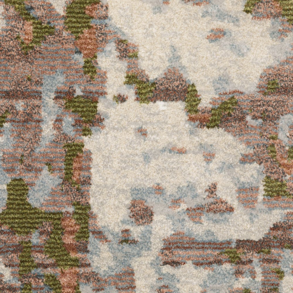8' X 11' Beige And Pink Abstract Distressed Area Rug