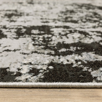7' X 10' Gray And Black Abstract Distressed Area Rug