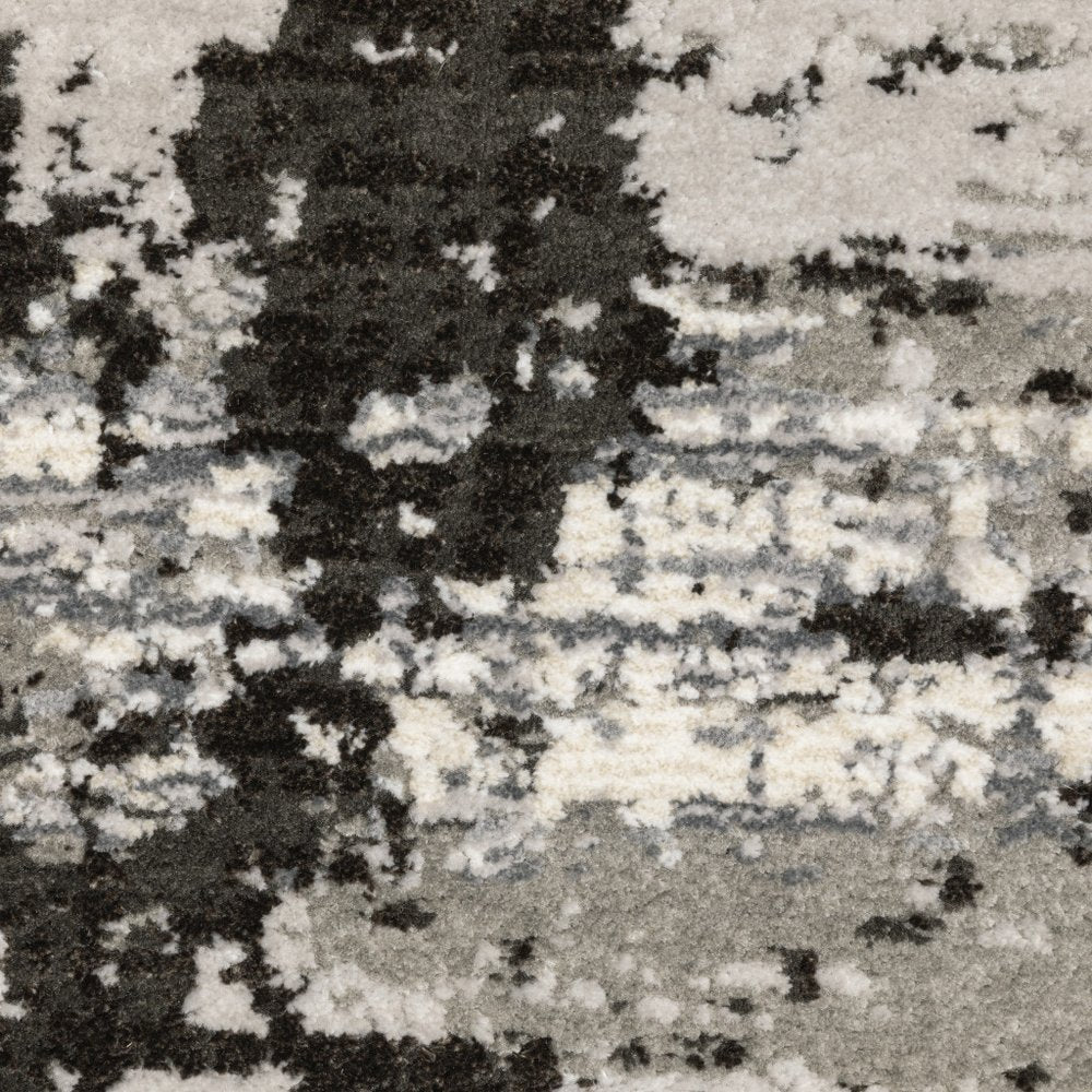 7' X 10' Gray And Black Abstract Distressed Area Rug