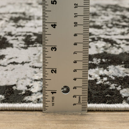 8' X 11' Gray And Black Abstract Distressed Area Rug