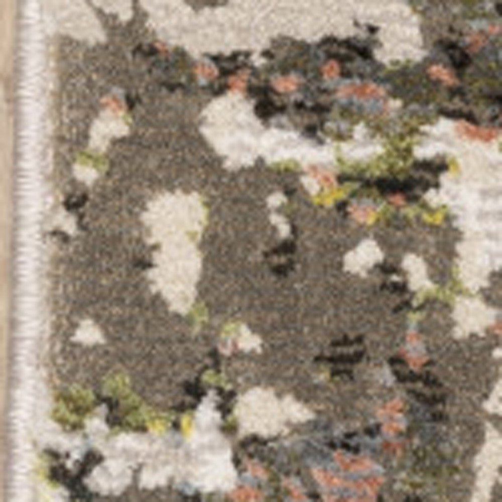 5' X 8' Grey Green Gold Blue And Beige Abstract Power Loom Stain Resistant Area Rug