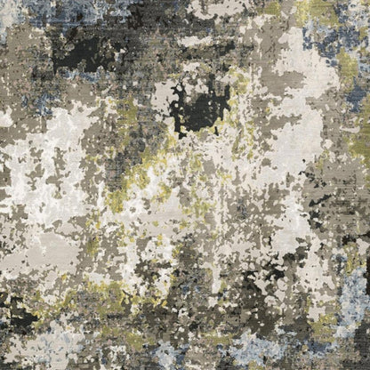 5' X 8' Grey Green Gold Blue And Beige Abstract Power Loom Stain Resistant Area Rug