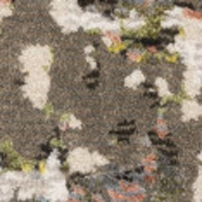 7' X 10' Gray And Green Abstract Area Rug