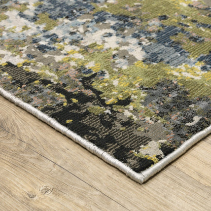 7' X 10' Gray And Green Abstract Area Rug