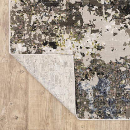 7' X 10' Gray And Green Abstract Area Rug