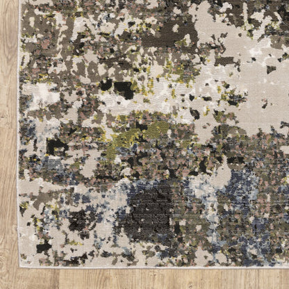 7' X 10' Gray And Green Abstract Area Rug