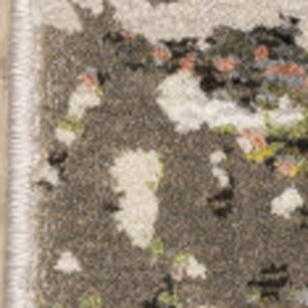 8' X 11' Gray And Green Abstract Area Rug