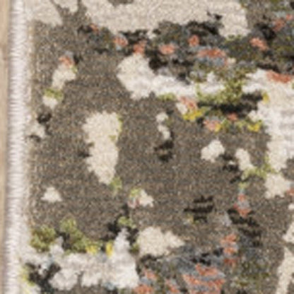 8' X 11' Gray And Green Abstract Area Rug