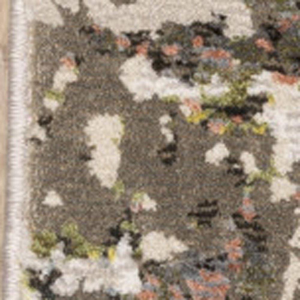 8' X 11' Gray And Green Abstract Area Rug