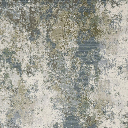 3' X 5' Blue Grey Green And Beige Abstract Power Loom Stain Resistant Area Rug