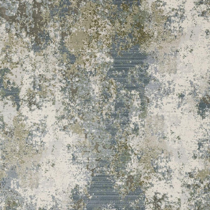 5' X 8' Blue Grey Green And Beige Abstract Power Loom Stain Resistant Area Rug
