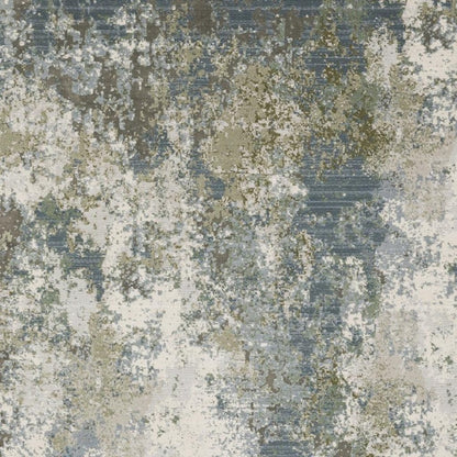 5' X 8' Blue Grey Green And Beige Abstract Power Loom Stain Resistant Area Rug