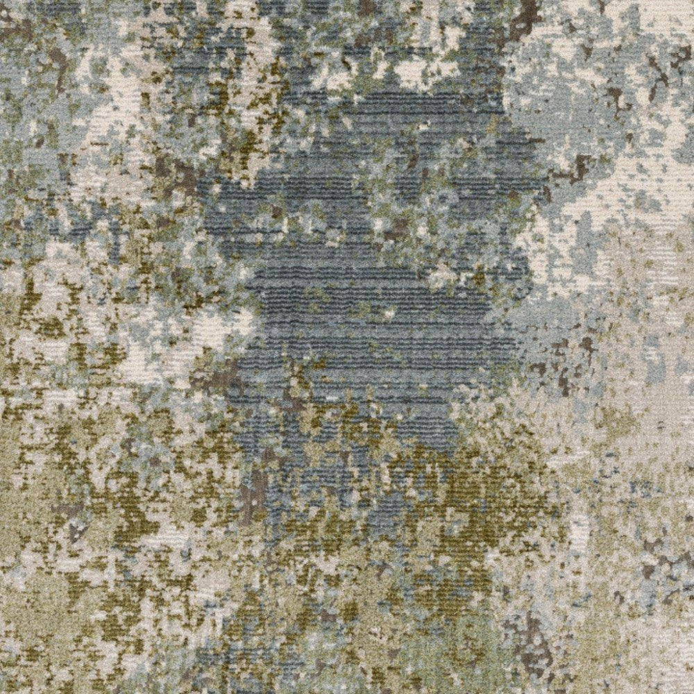 7' X 10' Blue And Green Abstract Area Rug