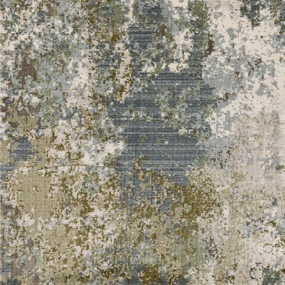 7' X 10' Blue And Green Abstract Area Rug