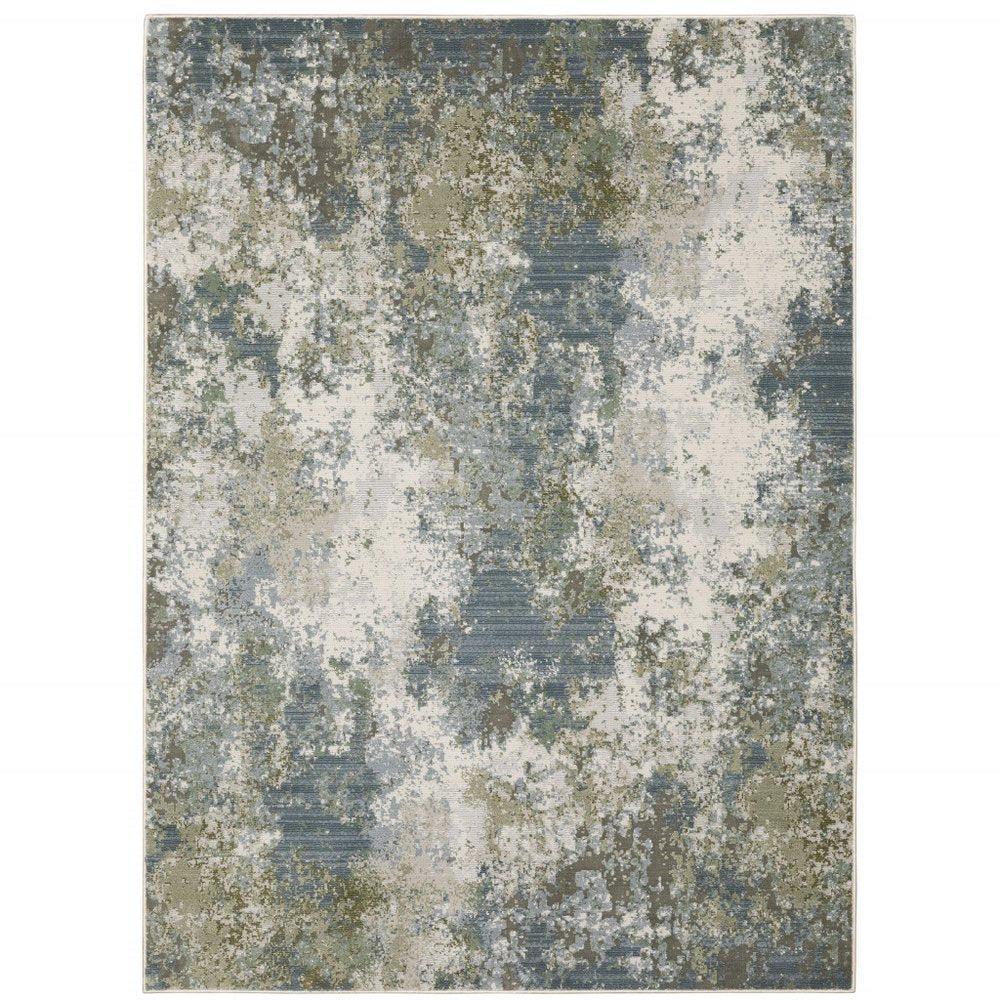 7' X 10' Blue And Green Abstract Area Rug