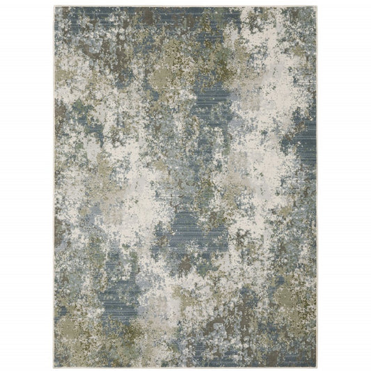 7' X 10' Blue And Green Abstract Area Rug