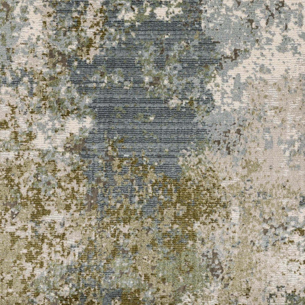 7' X 10' Blue And Green Abstract Area Rug