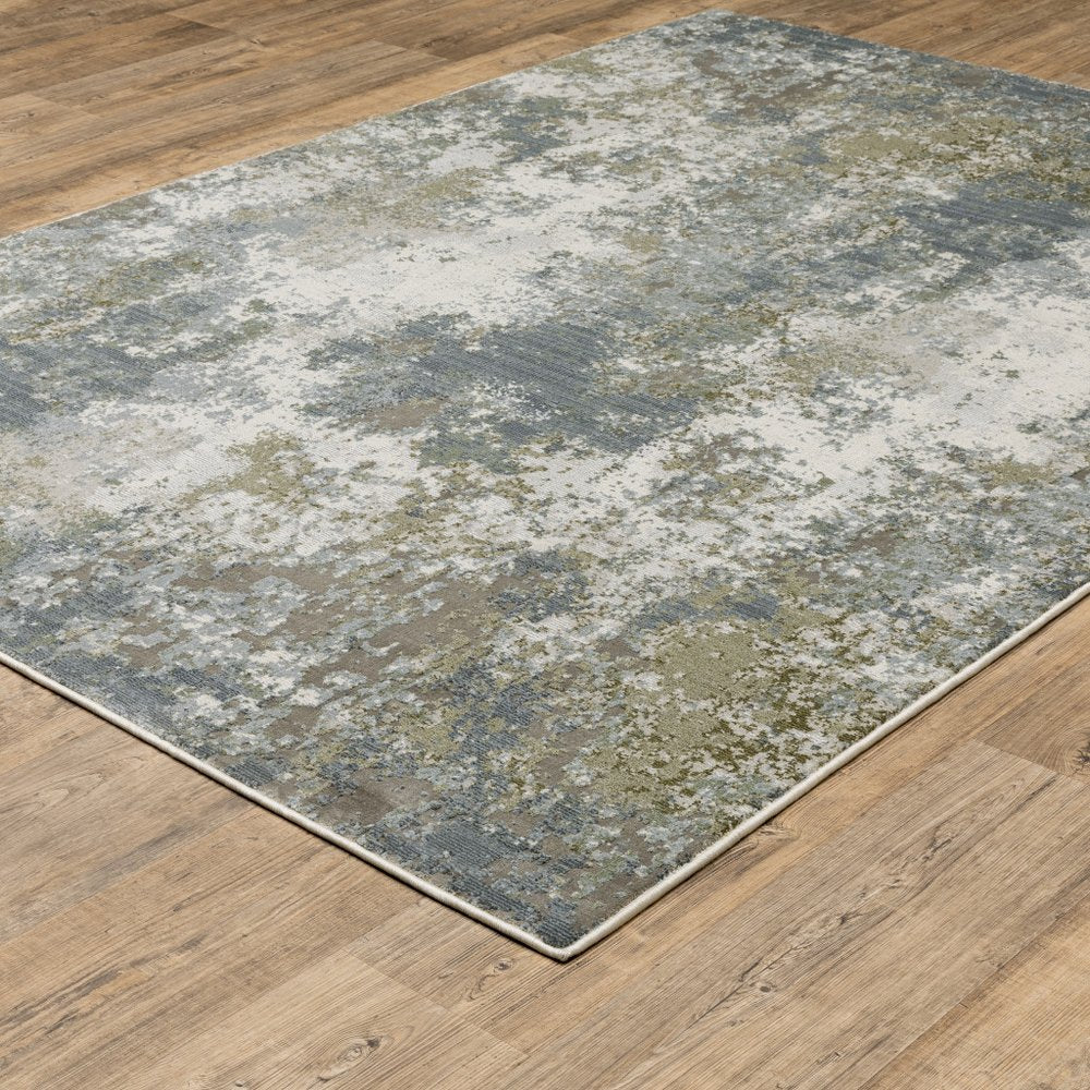 7' X 10' Blue And Green Abstract Area Rug