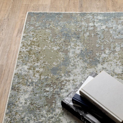 7' X 10' Blue And Green Abstract Area Rug