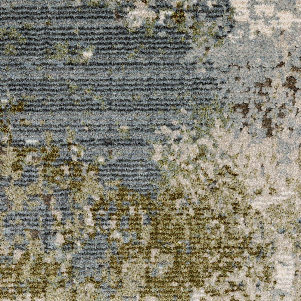 7' X 10' Blue And Green Abstract Area Rug