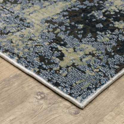 7' X 10' Blue And Green Abstract Area Rug