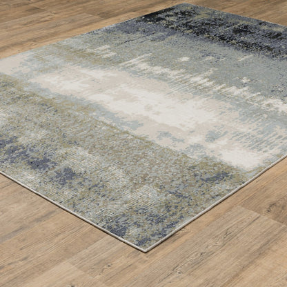 7' X 10' Blue And Green Abstract Area Rug