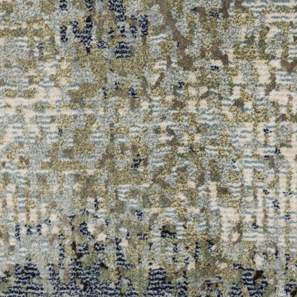 6' X 9' Blue Green Grey And Beige Abstract Power Loom Stain Resistant Area Rug