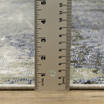 7' X 10' Blue And Green Abstract Area Rug