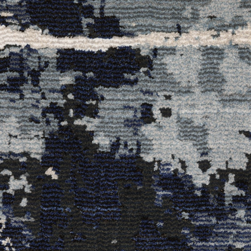 8' X 11' Blue Gray And Black Abstract Area Rug
