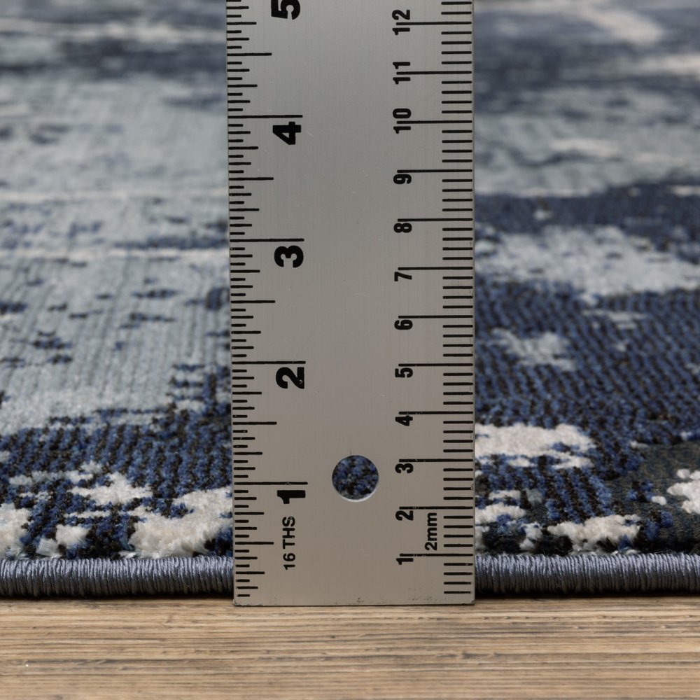8' X 11' Blue Gray And Black Abstract Area Rug