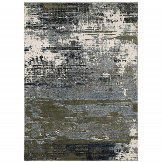 8' X 11' Blue And Green Abstract Power Loom Area Rug